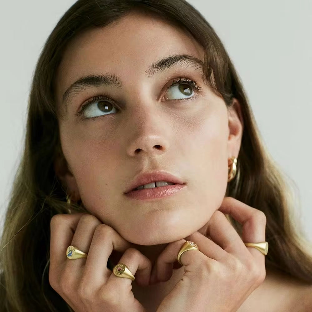 Spring Collections 18K Gold Plated Flower Tree Animal Pattern Rings Set Jewelry Fashion Colorful Oil Drop Ring My Store