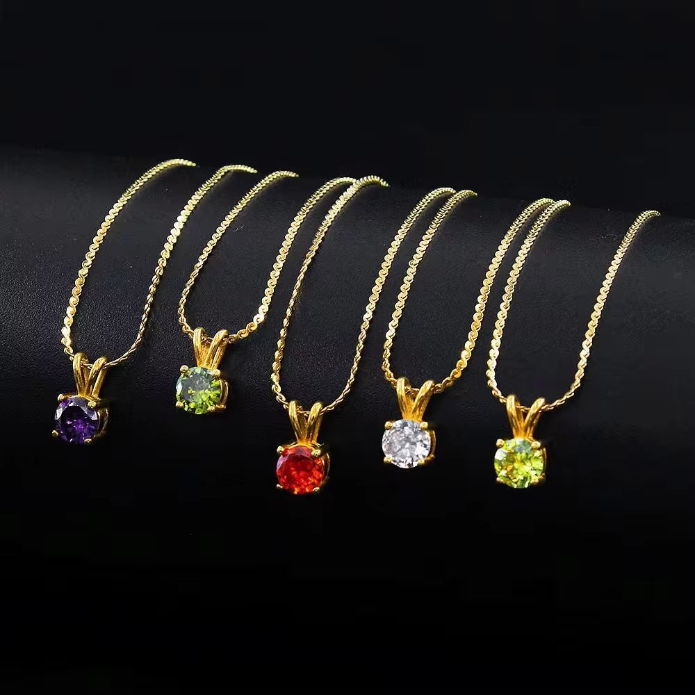 Stainless Steel Birthstone Charm Jewelry China Wholesale 12 Month Colorful Rhinestone Pendant Necklace Pendant My Store