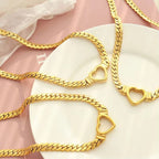 18K PVD Gold Plated Heart Shape Stainless Steel Cuban Chain Necklace Tarnish Free & Waterproof Jewelry My Store