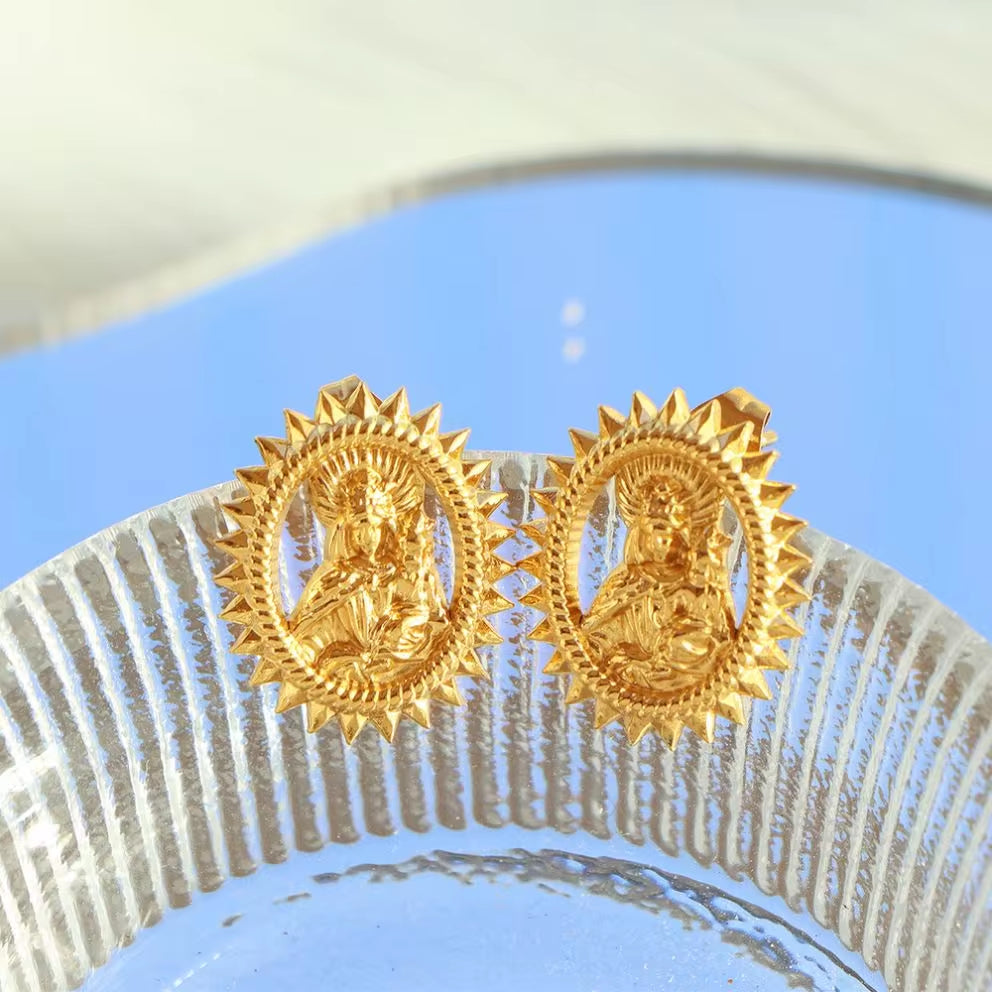 JEWELRY EH224 New Portrait Plate Earrings Titanium Steel Gold Plated 18K Vintage Earrings Vintage My Store