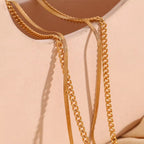 Double Layer Herringbone Necklace Engraved Sun Shell Necklace Waterproof Gold Plated Pendant Necklace My Store