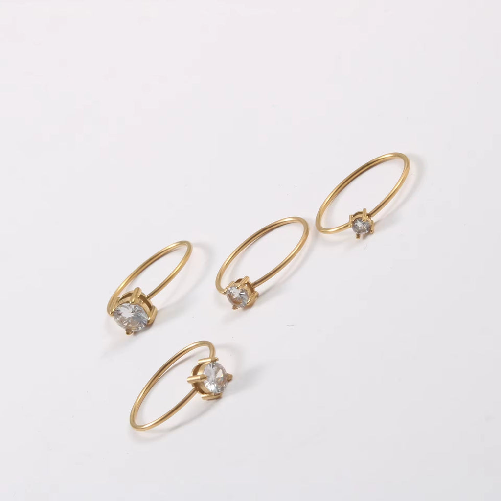 3/4/5/6Mm Cz Diamond Riings Waterproof 18K Gold Plated Fine Linellae Stainless Steel Zirconia Rings for Women My Store