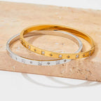 Luxury Gold Plated Oval Zircon Cuff Bracelets Stainless Steel Pave Zircon Bangle My Store