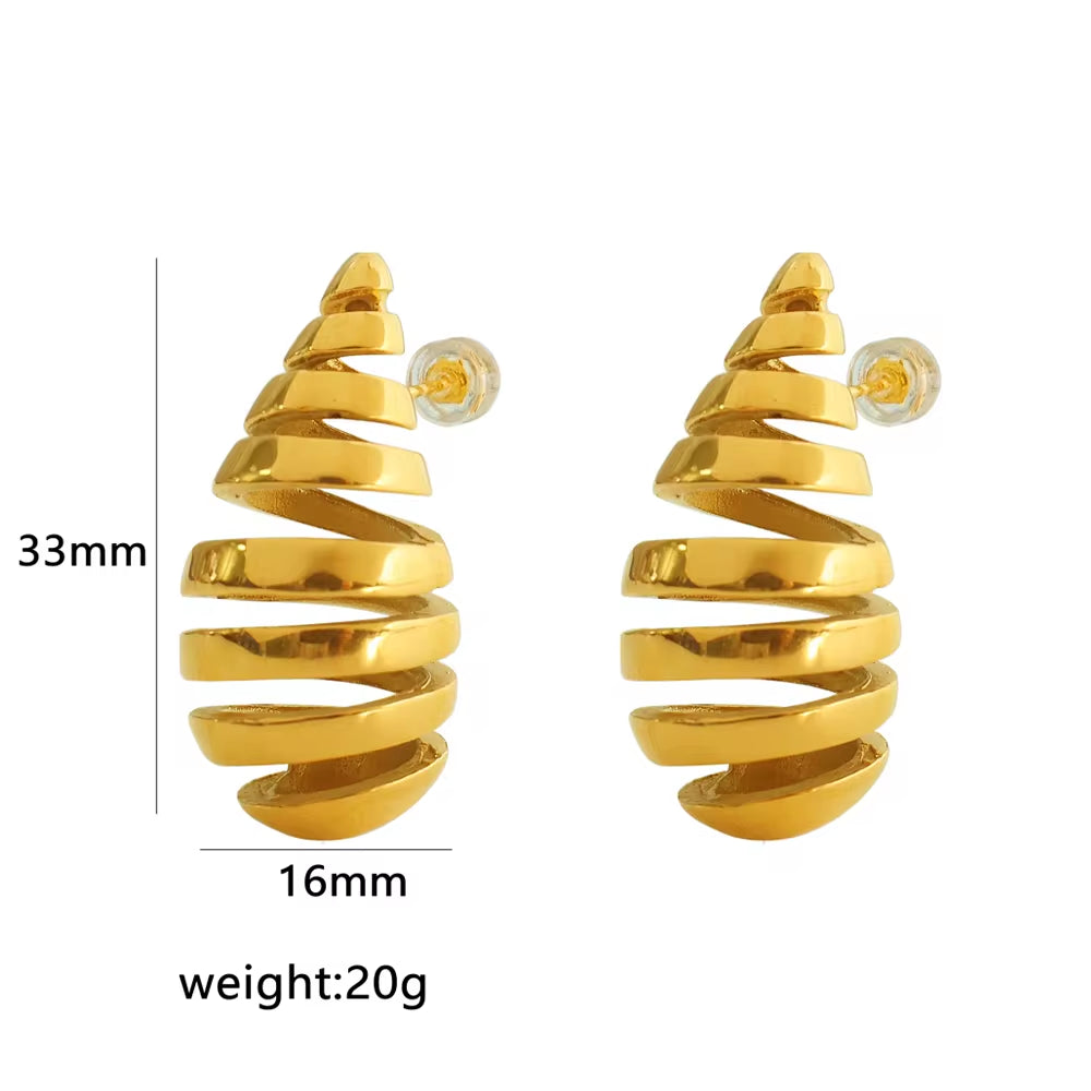 JEWELRY EH52 Water Drop Earrings Stainless Steel 18K Gold Plated Earrings Cow Horn Bags Earrings for Women My Store