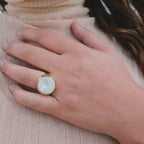 Waterproof 18K Gold Plated Oval Abalone Shell Rings Stainless Steel Jewelry Dainty round Natural Shell Rings My Store