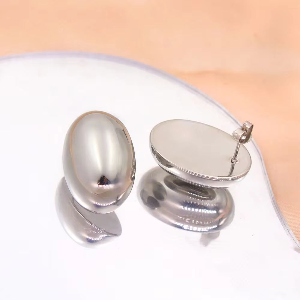 Hot Sales Hollow Oval Stainless Steel Stud Earrings Elegant Women'S Polished Gold Silver Color Ear Jewelry Low MOQ My Store