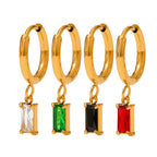 Exquisite 18K Gold Plated Stainless Steel Rectangle Zircon Drop Earrings Bling Crystal Rectangle Earring for Women My Store