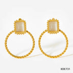 New Retro Exaggerated Elegant Big Statement Sexy Accessories Women Gold Plated Opal Screw Back Stud Earrings My Store