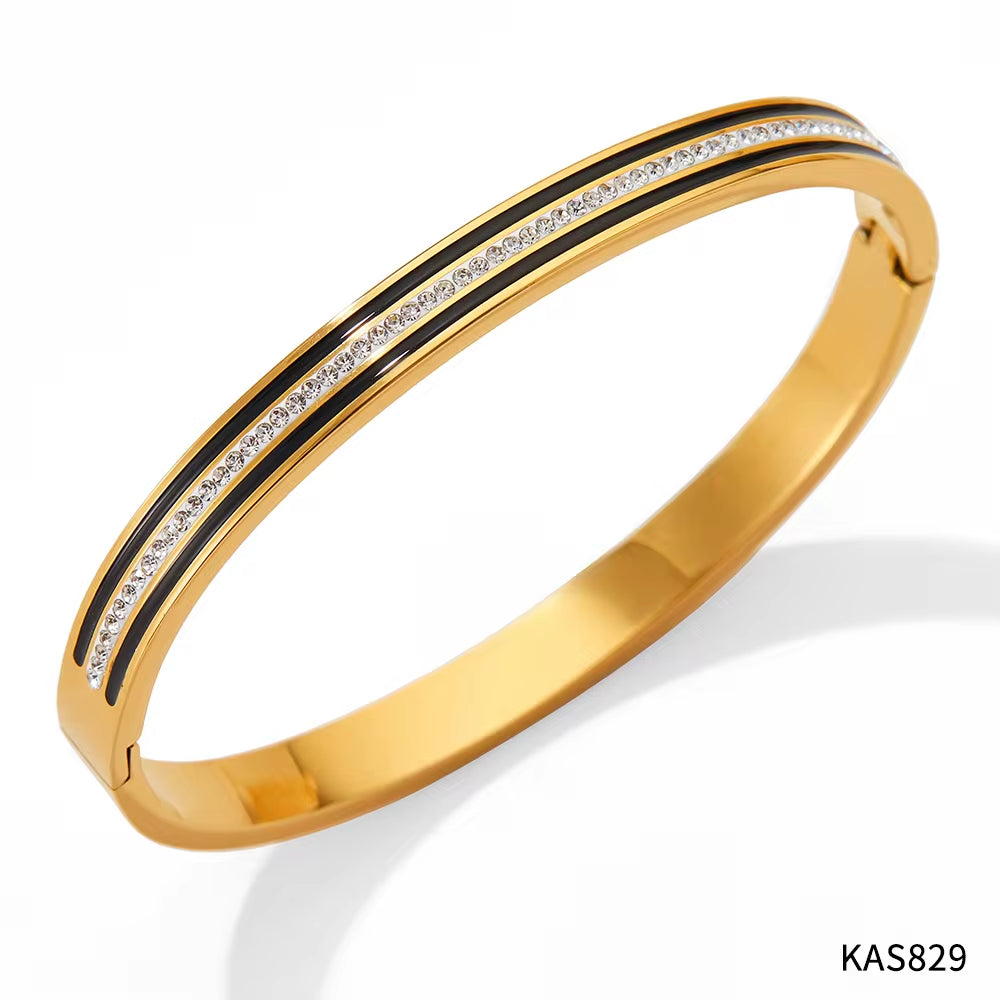 Charm CZ Rhinestone Pave Stainless Steel Cuff Bracelet Bangle Jewelry My Store