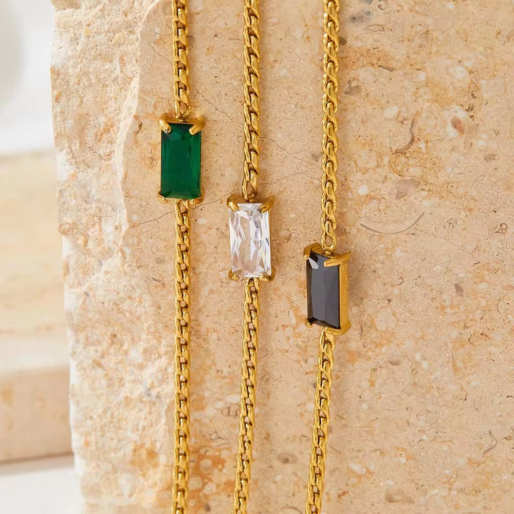 Wholesale Y2K Square CZ Pendant Necklace Stainless Steel S Chain Choker Jewelry Gifts Valentine'S Day Necklaces My Store