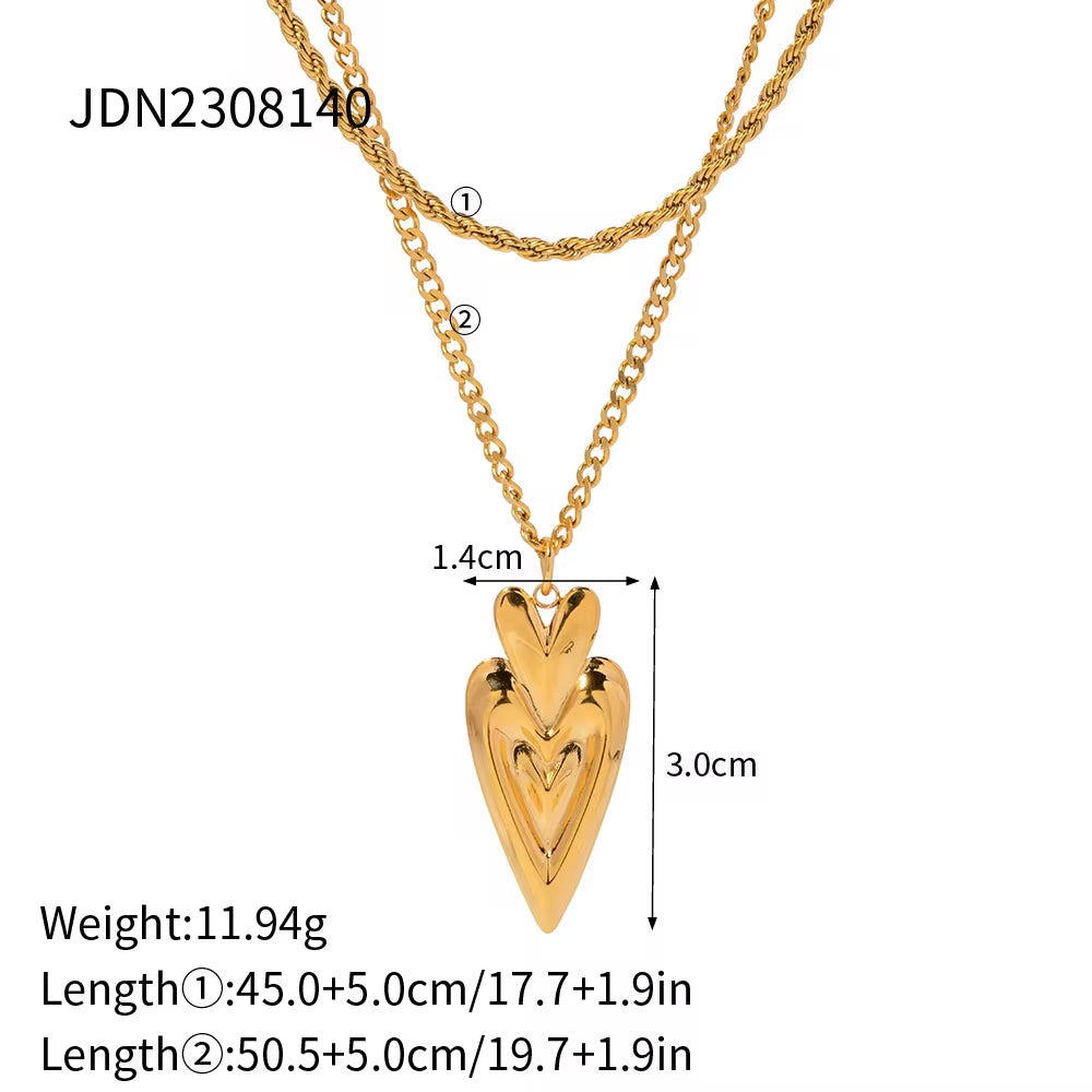 Original Design 18K Gold Plated Stainless Steel Rivet Chunky Texture Heart Earring Necklace for Women My Store