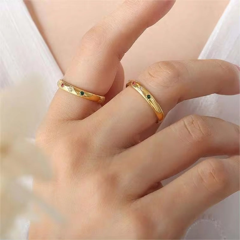 Custom Hip Hop Fashion Jewelry Red Cubic Zircon Rings Gold Silver Plated 316L Stainless Steel for Women Bague CLASSIC My Store