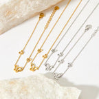 Ins Gold Plated Stainless Steel Three Butterfly Shape Hollow Zircon Necklace Bracelet Thin Chain Gift Bracelet My Store