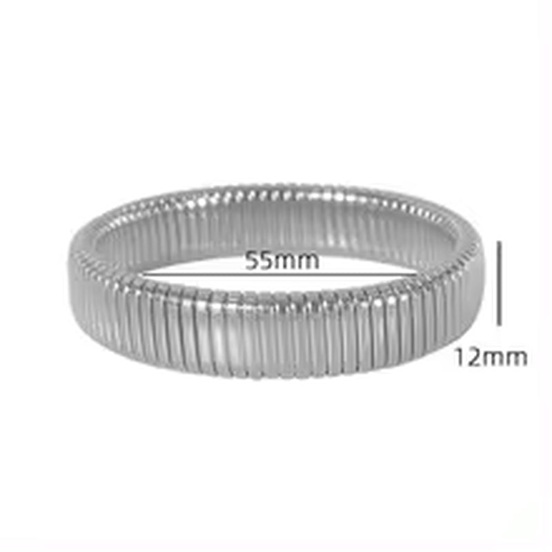JEWELRY SZ16 Hight Quality Vertical Stripe Circle Stacking Bracelet Wide Bracelet Stainless Steel Bangle for Women My Store