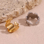 2024 Jewelry Water Wave Signet Ring Gold Plated Jewelry Stainless Steel Statement Rings My Store