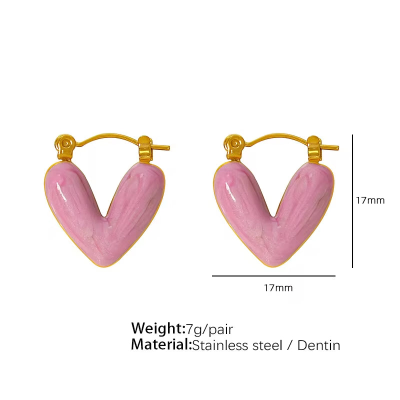 JEWELRY EH62 Factory Hot Sale Explosive Earrings Fresh and Sweet Heart-Shaped Enamel Earrings My Store