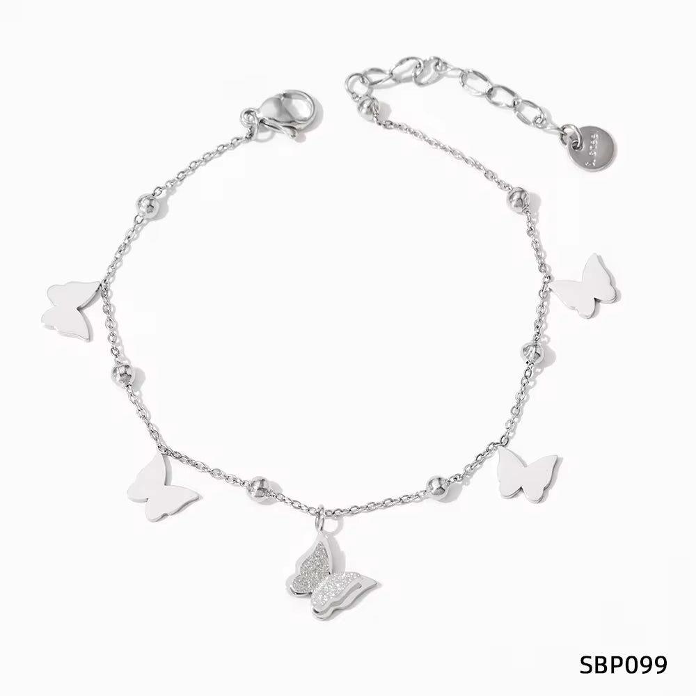 2024 New Design Classic Stainless Steel Gold Plating Bead and Butterfly Chain Necklace Bracelets My Store