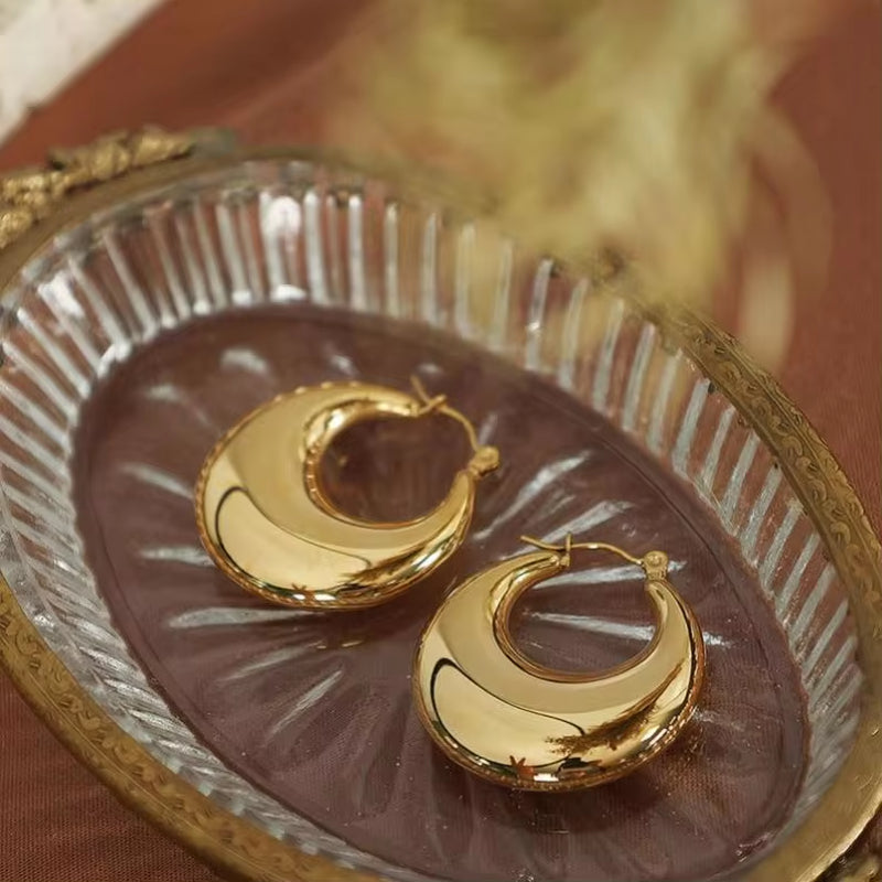 JEWELRY EH24-EH25 French High Quality Earrings Glossy Stainless Steel 18K Gold Plated Earrings Wholesale My Store