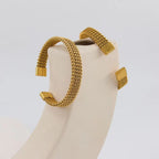 Customized Trendy Stainless Steel Inlaid Open Bracelet Gold Cuff Bangle 18K Gold PVD Plated Stainless Steel Bracelet My Store