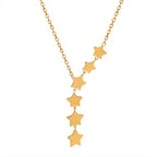 Korean Sweet Gold Plated Star Tassel Charm Pendant Light Luxury Titanium Steel Collarbone Necklace for Women My Store