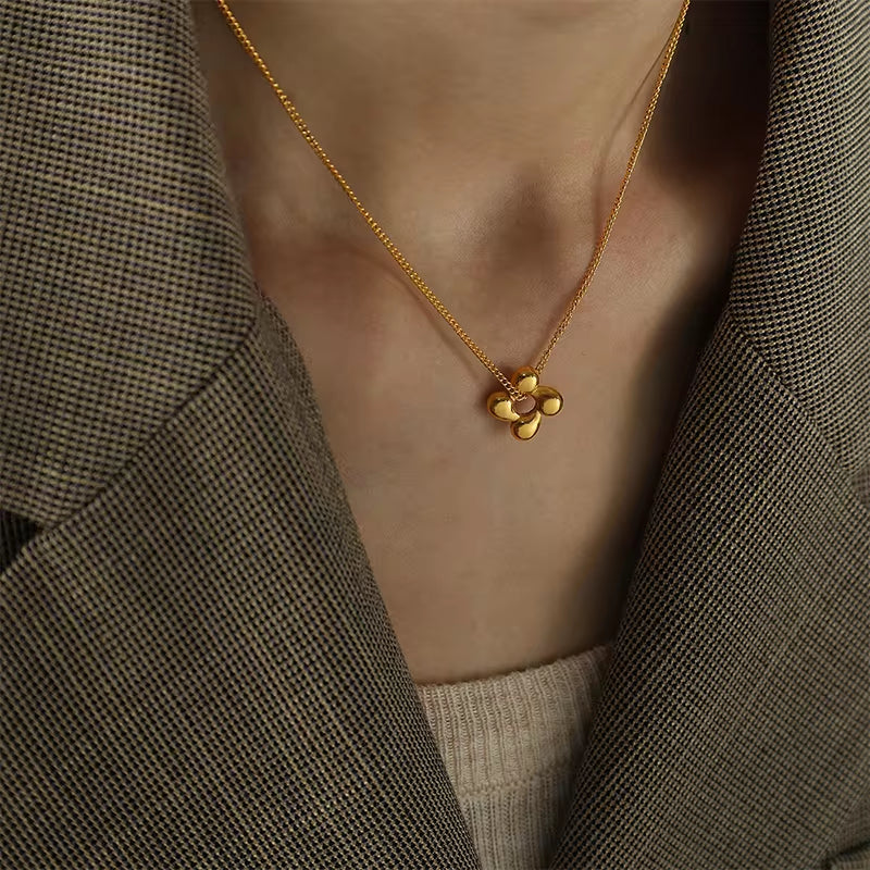 JEWELRY XL33-EH26 Hot Selling Rotating Flower Stainless Steel Necklace Earrings Set Fashion Necklace for Women My Store