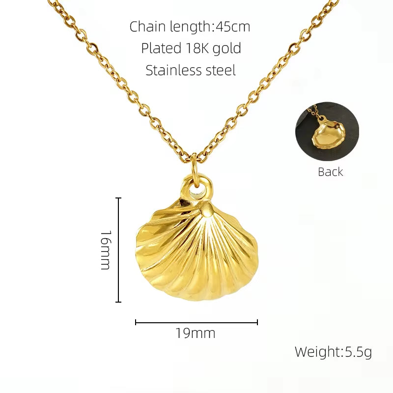 Vintage 18K Gold Necklace Fashion Stainless Steel Choker Necklace Trendy Shell Rose Pendant Necklace for Women My Store