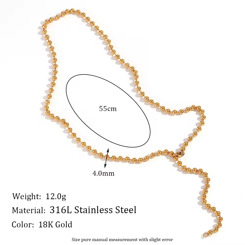 Stainless Steel Bead Necklace Waterproof Gold Plated Jewelry anti Tarnish Chain Necklace Choker My Store