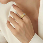 CZ Diamond Women Non Tarnish Trendy 18K Gold Plated Stainless Steel Cubic Zirconia Rings Jewelry My Store