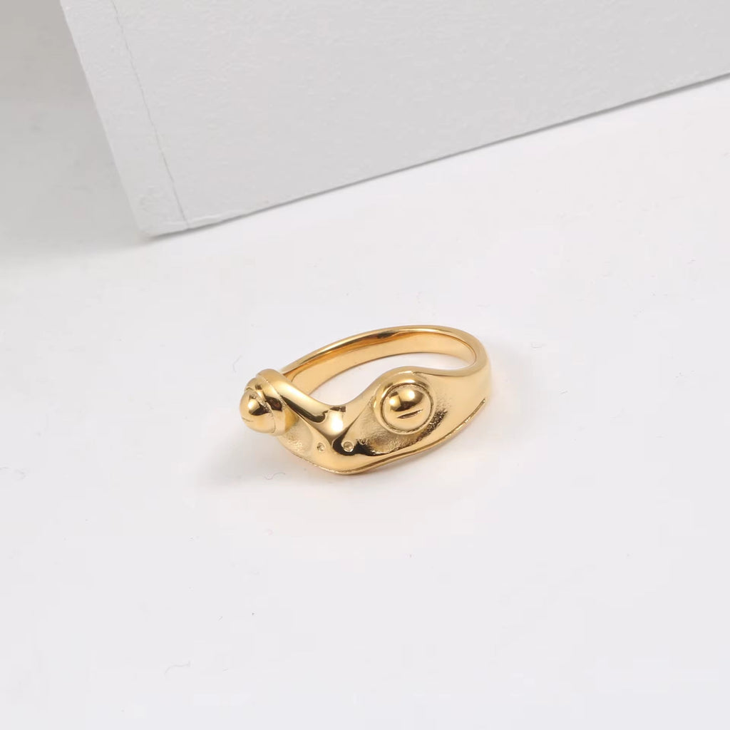 18K Gold Plated Stainless Steel Frog Rings Frog Shape Design Waterproof High Polished Hip Hop Rings for Women My Store