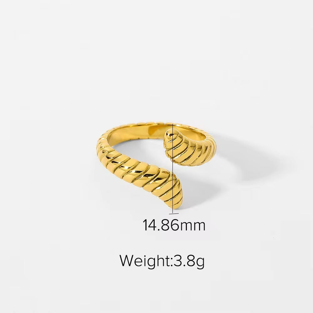 Chic Cubic Zircon Malachite Stacking Snake Ring Waterproof 18K Gold Plated Stainless Steel Opening Rings My Store