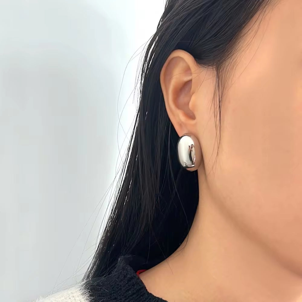 Hot Sales Hollow Oval Stainless Steel Stud Earrings Elegant Women'S Polished Gold Silver Color Ear Jewelry Low MOQ My Store