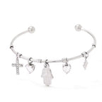 Tarnish Free Gold Plated Open Cuff Bangle Stainless Steel Eye Heart Zircon Cross Hasma Hand North Star Charms Bracelets & Bangle My Store