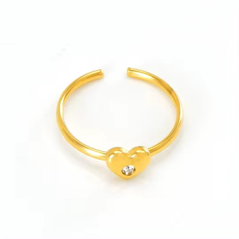 Waterproof 18K Gold Stainless Steel Zircon Ring Adjustable Ring Knotted Titanium Steel Heart Ring INS Wind Jewelry for Woman My Store