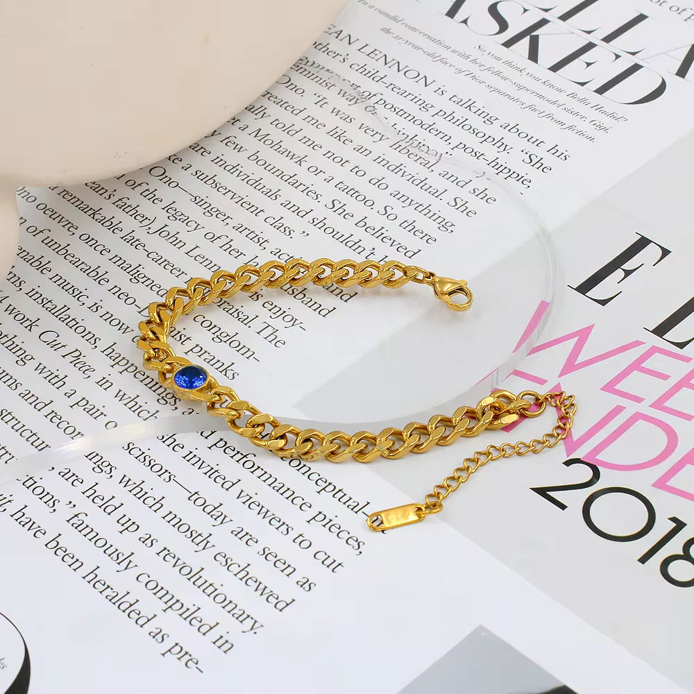 Exquisite Stainless Steel 18K PVD Gold Plated Emerald Gemstone Birthstone Pendant Cubic Zircon Choker Necklace Jewelry My Store