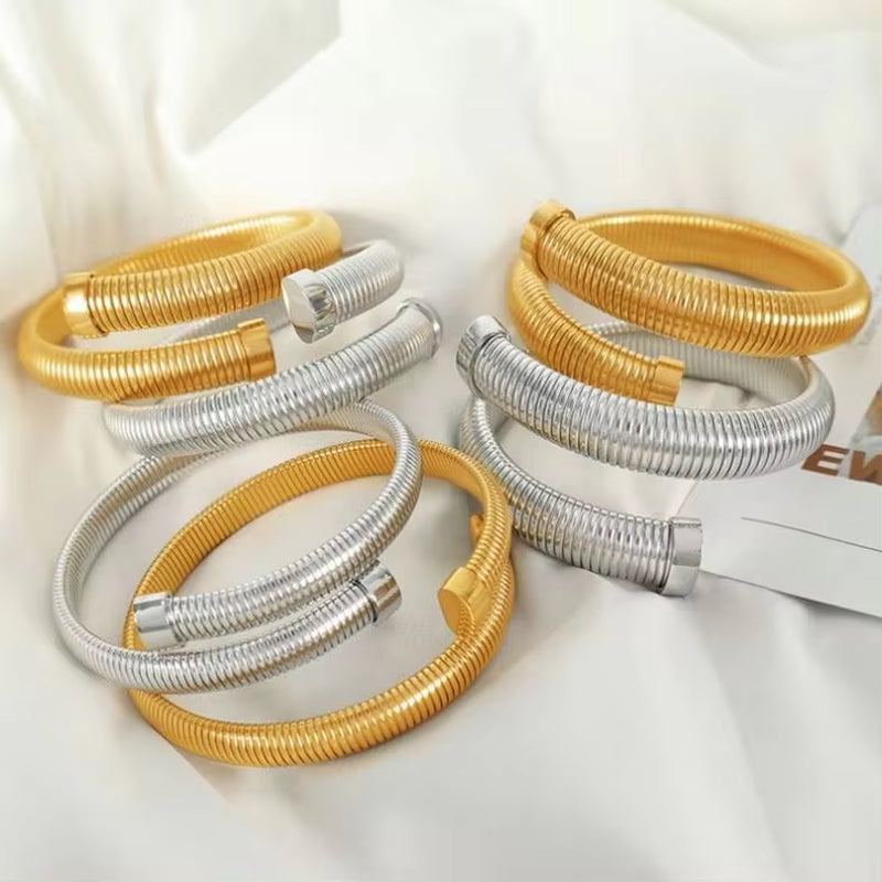 JEWELRY SZ43-4 Hot Selling Stacking Fashion Opening Adjustable Bracelet Stretchy Snake Bone Chain Bangle My Store