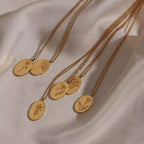 Trendy Month Flower Design 18K Gold Plated 12 Birthstone Pendant Necklace Tarnish Free Jewelry in Stainless Steel My Store