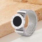 Ins Fashion 8Mm Wide Women&Men Watch Band Ring Stainless Steel Mesh Roman Numeral Shell Ring My Store