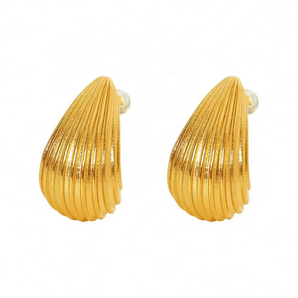 JEWELRY EH43-EH45-EH48 Wholesale Striped Earrings Stainless Steel 18K Gold Plated Fashion Jewelry Earrings for Women My Store