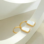 Fashion Jewelry Shell Square Hoop Earrings Gold Plated Stainless Steel Statement Designer Custom Vintage Party Bag CMA My Store