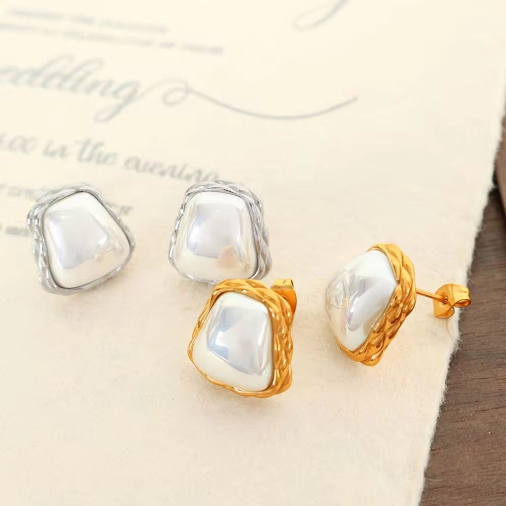 JEWELRY Eh281French Set Pearl Earrings New Square Coloured Beads Earrings Irregular Earrings My Store