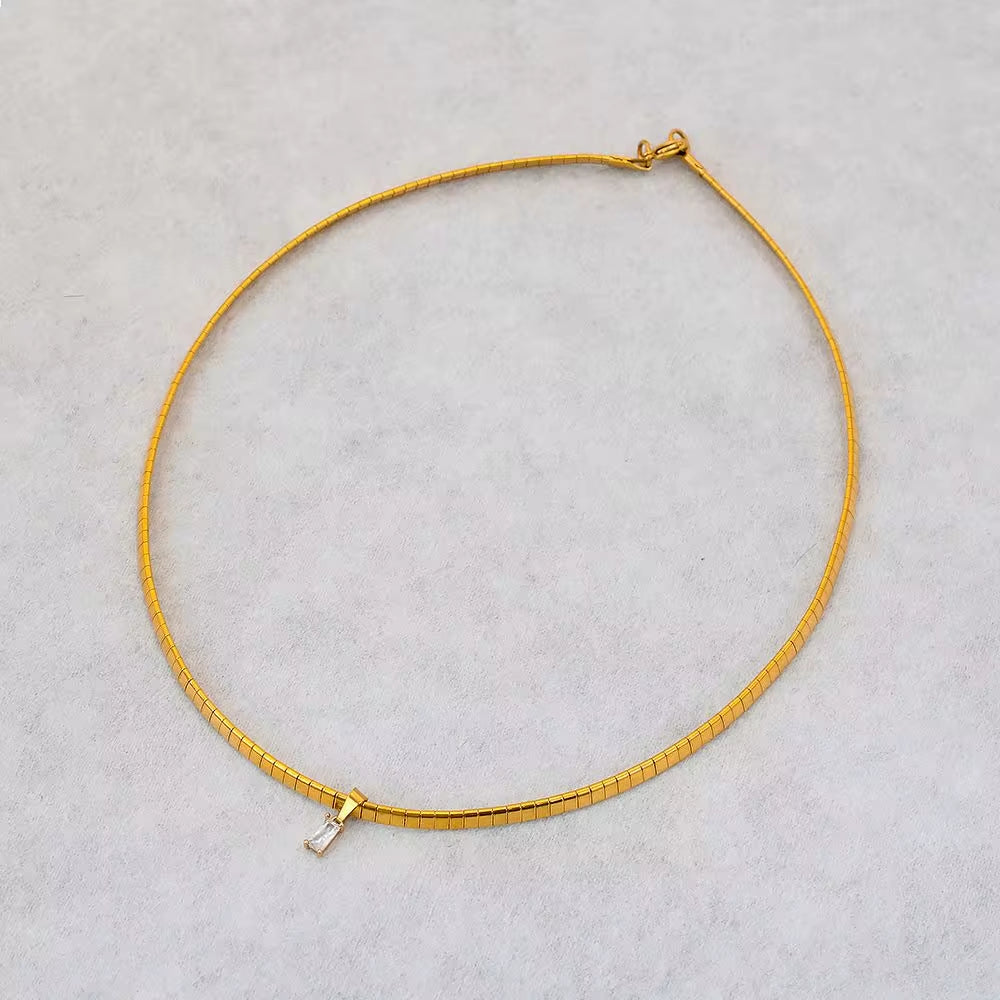 Fashion Rainbow Zircon Pendant Necklace INS Choker Chain Collar for Women Jewelry 18K Gold Stainless Steel Jewelry My Store