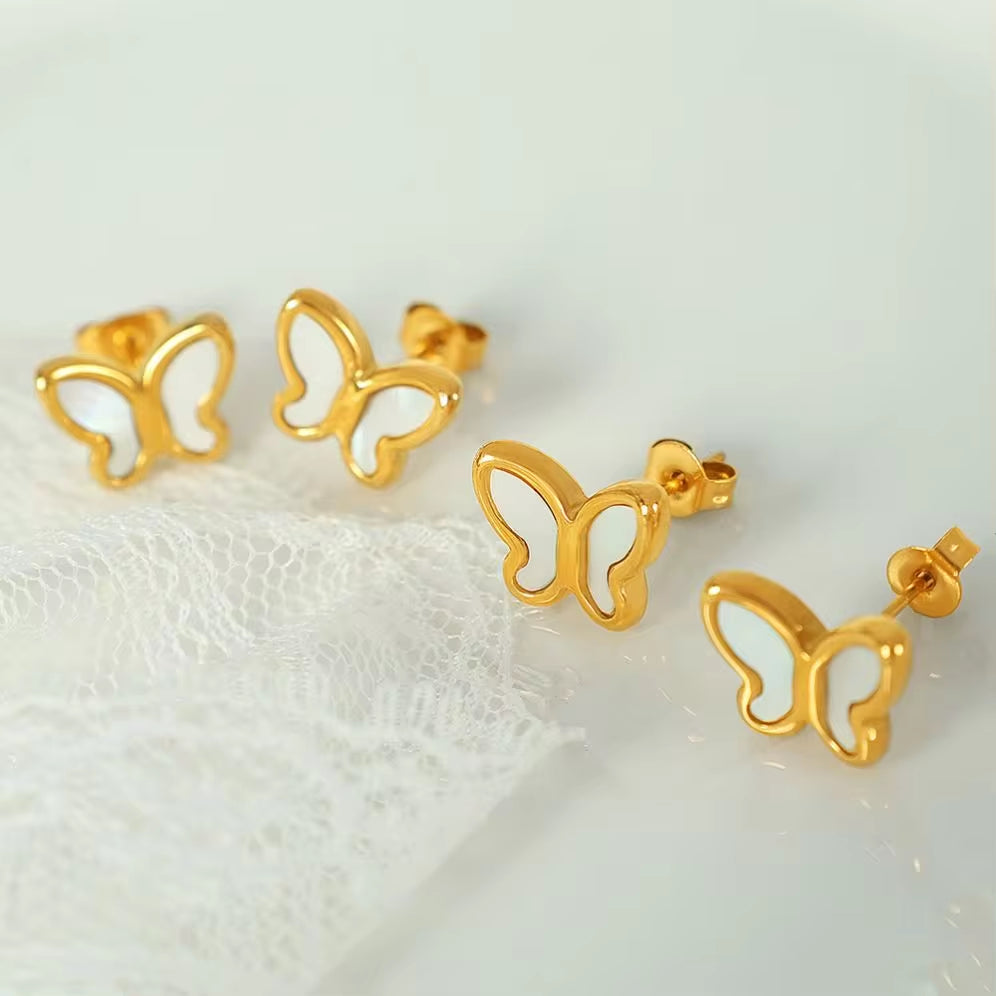 JEWELRY EH240-1 French Fashion Stainless Steel 18K Gold Plated Butterfly Shape Earrings for Women My Store