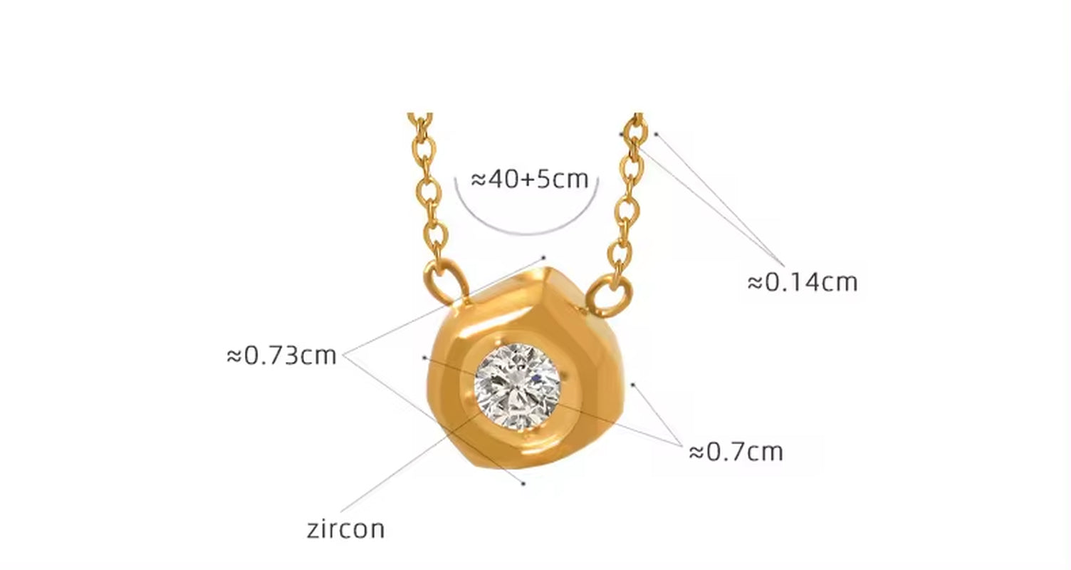 18K Gold Plated Stainless Steel Women Fashion Dainty Elegant Jewelry Geometric Meteorite Shape Cz Pendant Necklace My Store