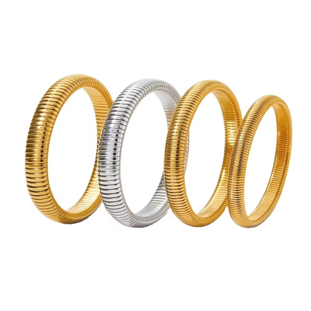 Chunky Statement Elastic Snake Chain Bangles Bracelet Exaggerated Streetwear Non Tarnish Stainless Steel Bangle Jewelry My Store