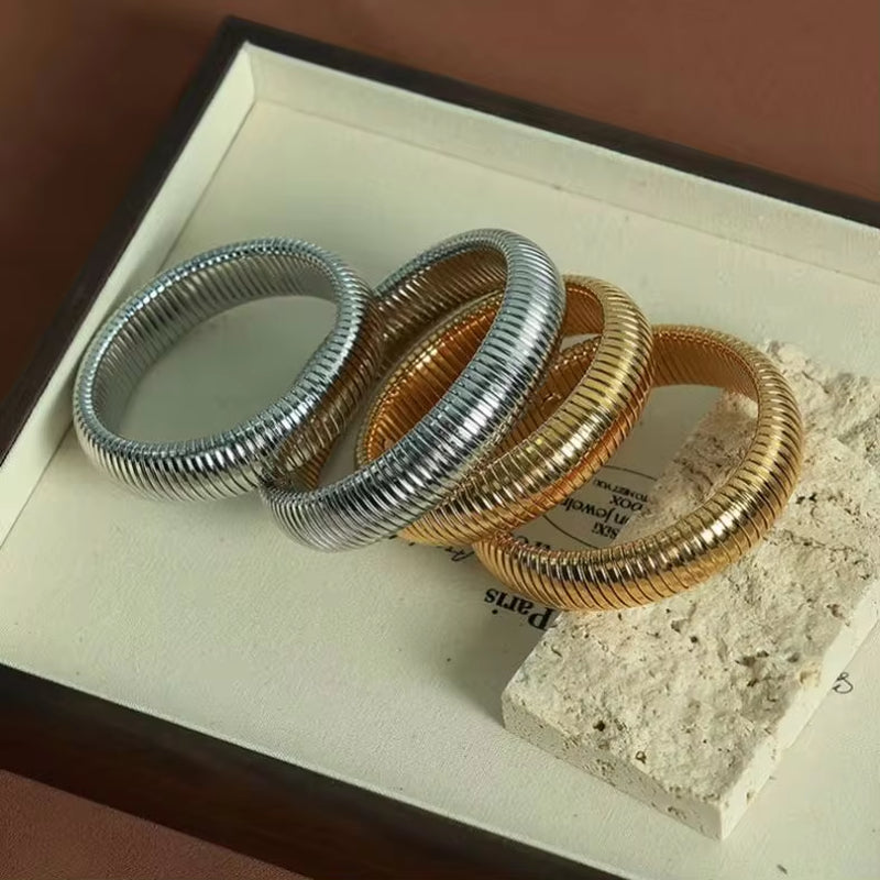JEWELRY SZ02 New Stretch Circle Bangles Stainless Steel 18K Gold Plated Fashion Bangles My Store