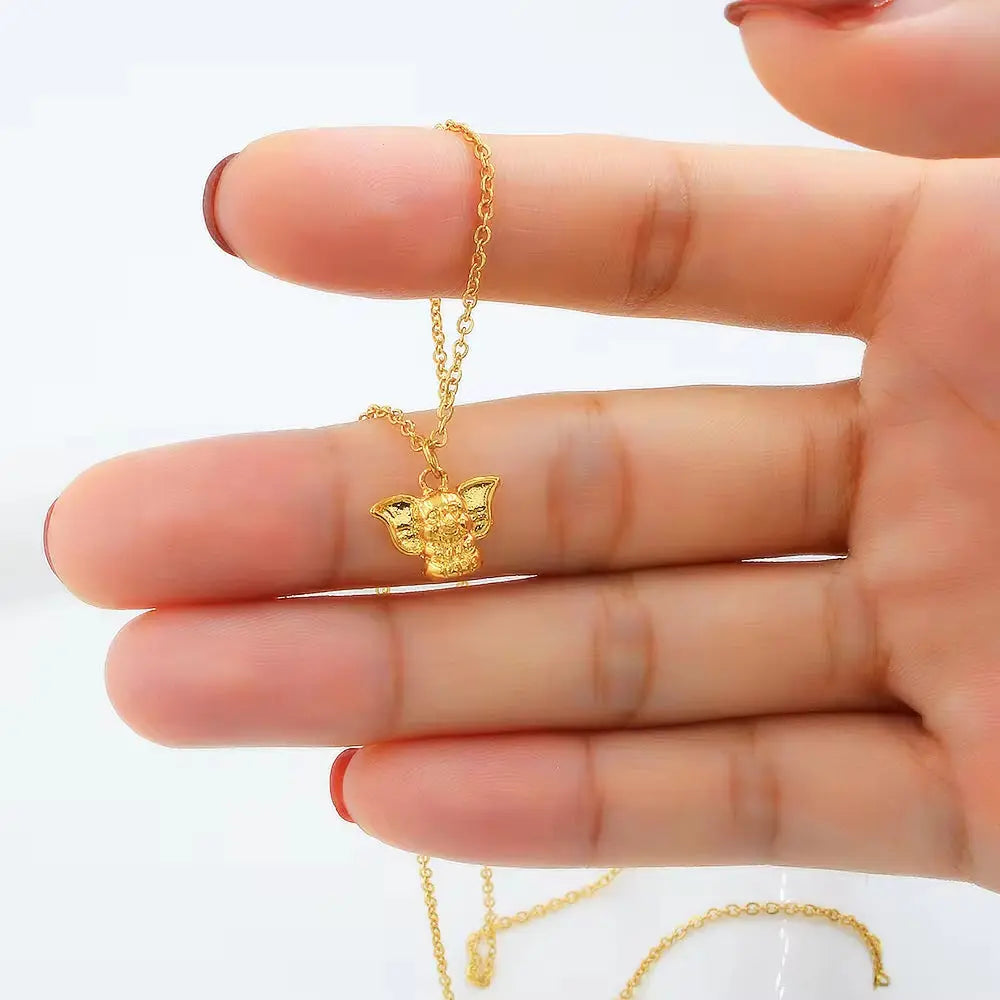 Dumbo Elephant Shape Pendant Necklace Gold Chain Jewelry Locker Choker Accessories Chic Trendy Style Necklace EvryJewels.us