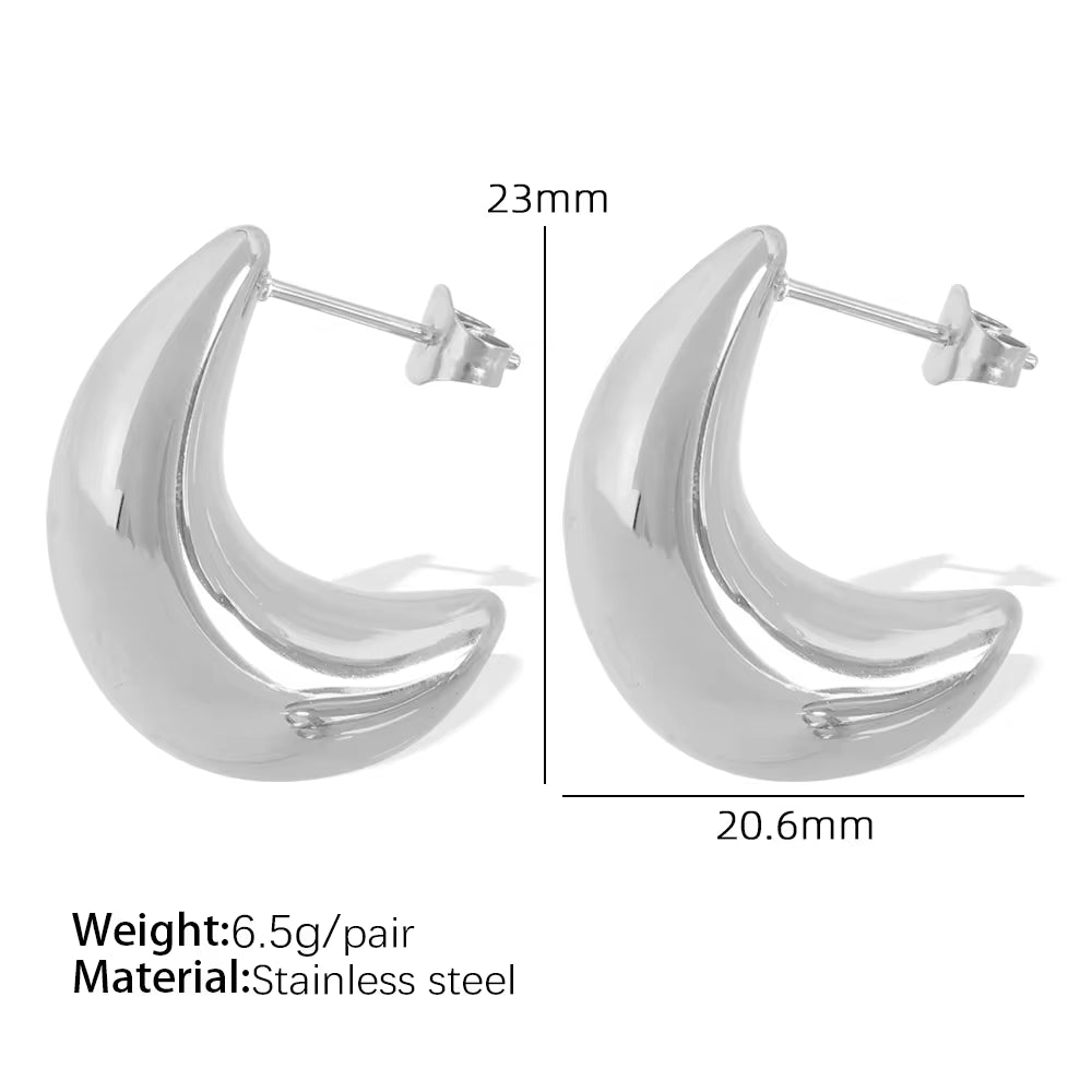 JEWELRY EH284 Factory Hot Sale Stainless Steel Earrings Premium Earrings 18 Gold Moon Earrings My Store