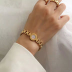 Wholesale Roman Numeral Dial Couple Shell Steel 18K Gold Plated Pvd Plating Bracelet My Store