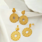 JEWELRY EH207 French Vintage Earrings 18K Gold Plated Hollowed Out Disc Earrings Fashion Hoop Earrings My Store