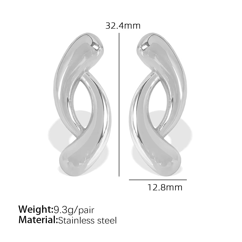 JEWELRY EH279 Simple and Versatile Irregular Circle Geometric Earrings Stainless Steel 18K Gold Plated Earrings My Store